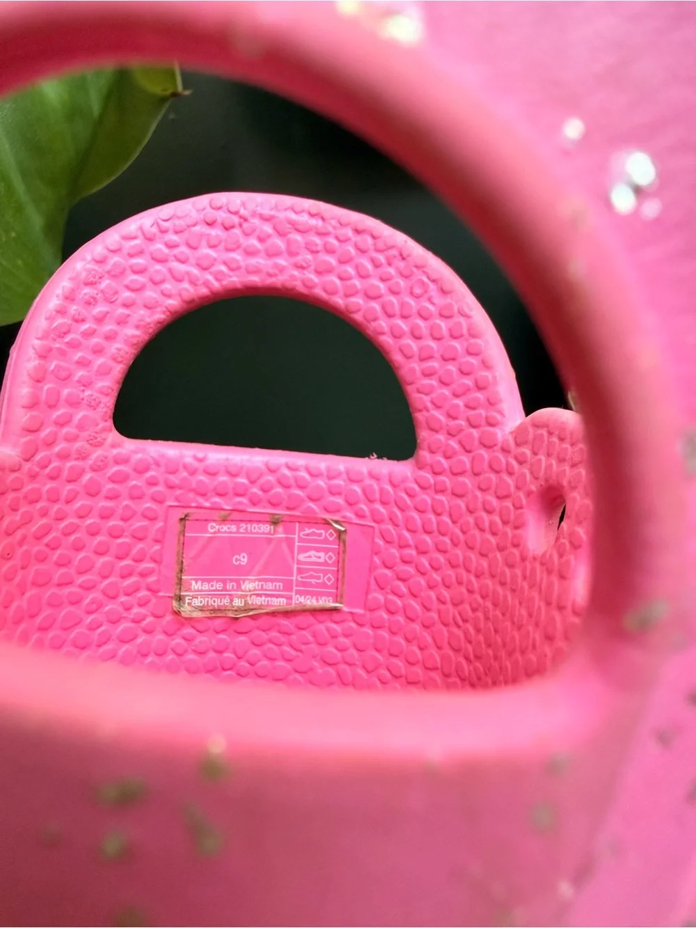 CROCS Kids' Hot Pink Glitter Handle Rain Boots